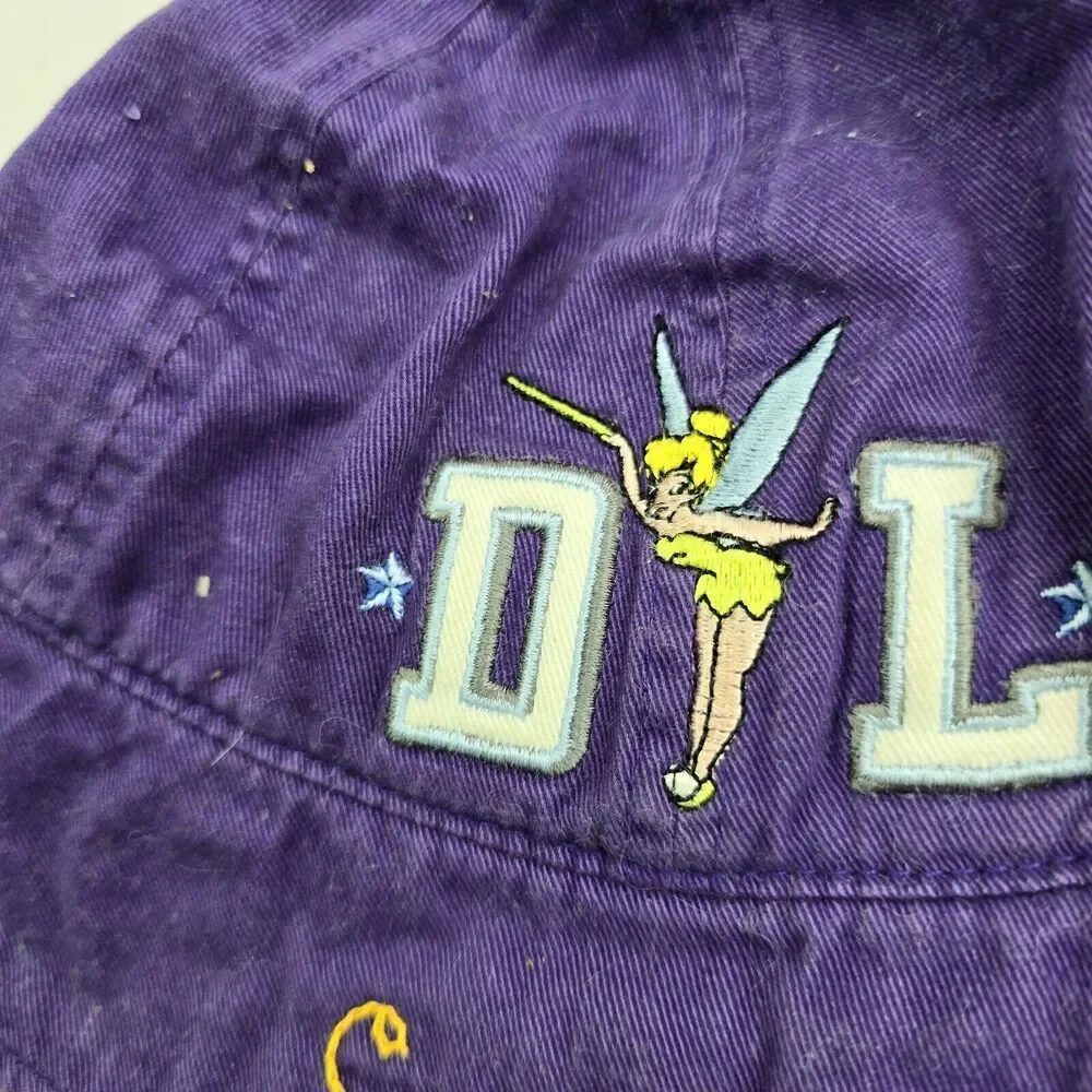 Disneyland Hat Girls Youth Purple Bucket 90s Y2K Sarah Embroidered Tinker Bell